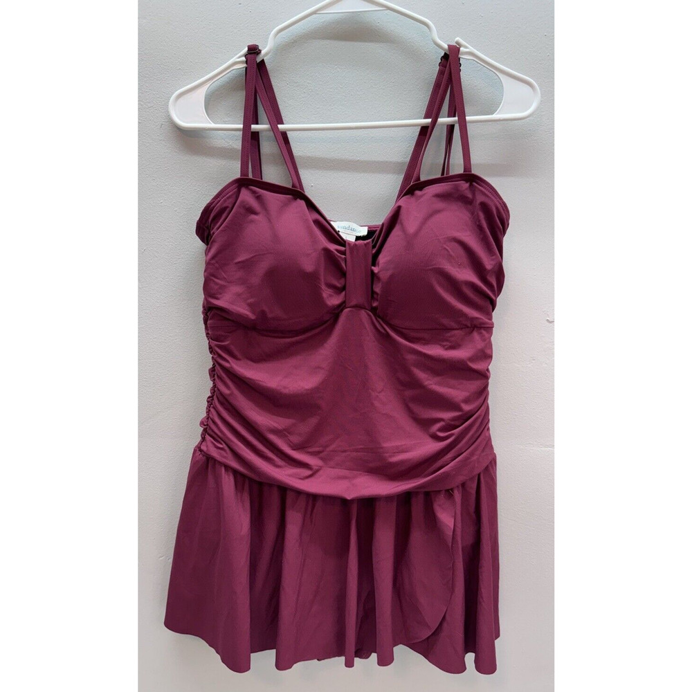 Sundance Catalog “Seas The Day” One Piece Burgundy Swim Suit Large Orig $128
